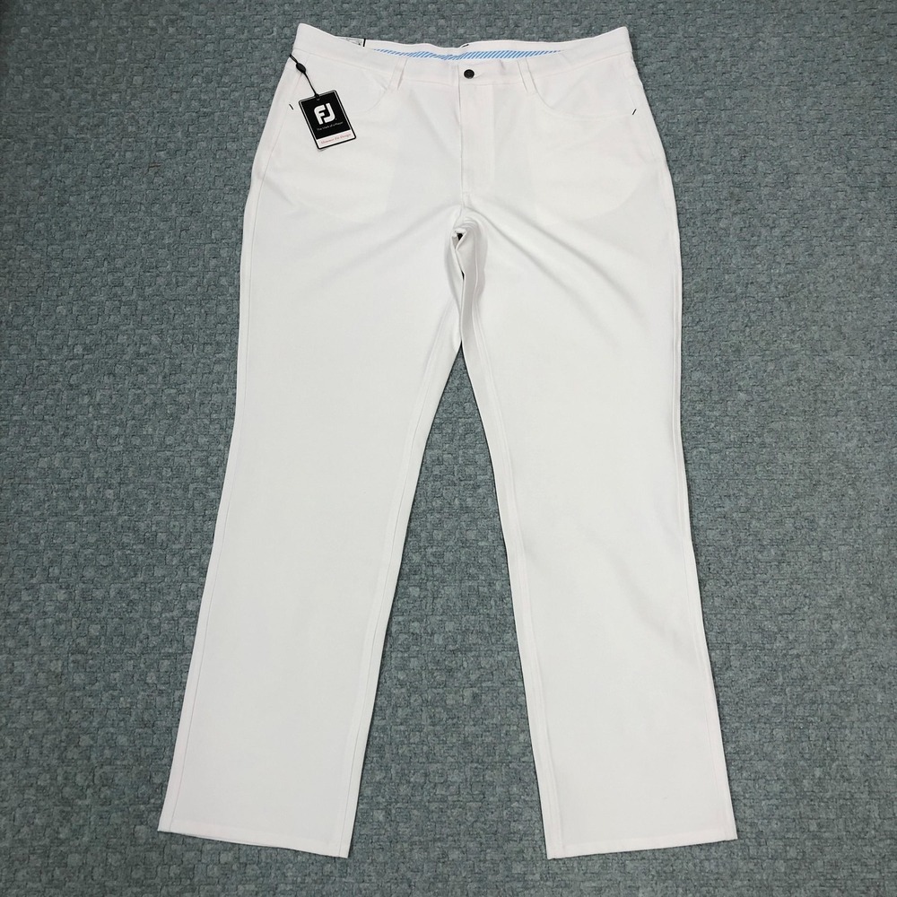 FootJoy Performance Pants Mens 38x32 White Athletic Fit Stretch Golf Wicking